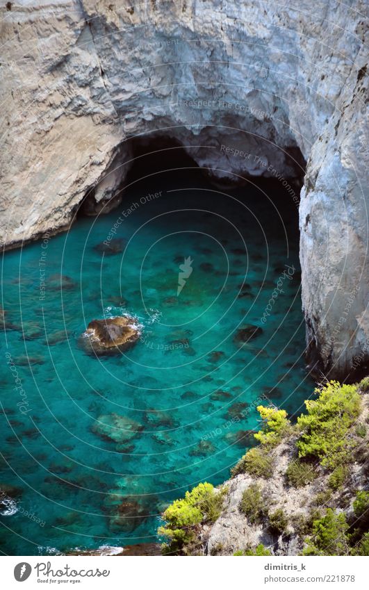 Meereshöhle schön Ferien & Urlaub & Reisen Sommer Strand Insel Berge u. Gebirge Natur Landschaft Felsen Küste hoch natürlich blau grün Höhle farbenfroh Klippe