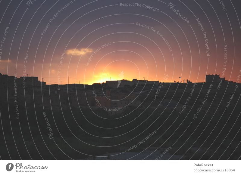 #A# close to night Kunst ästhetisch Marokko Abenddämmerung Sonnenuntergang Stadt Horizont Farbfoto mehrfarbig Außenaufnahme Experiment Menschenleer