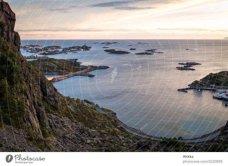 Henningsvær, Lofoten, Abendstimmung, Panorama, Nordmeer Sinnesorgane ruhig Meditation Ferien & Urlaub & Reisen Ausflug Abenteuer Ferne Klettern Bergsteigen