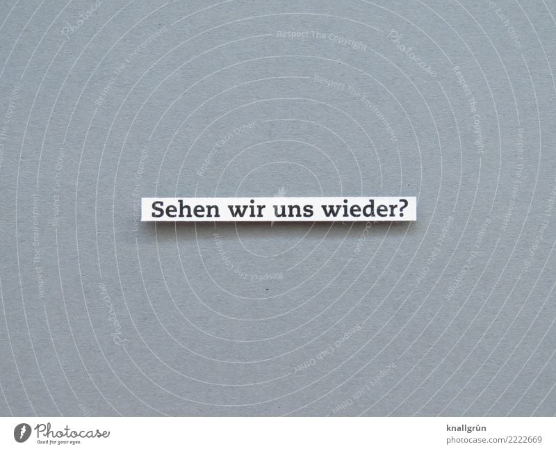 Sehen wir uns wieder? Schriftzeichen Schilder & Markierungen Kommunizieren Blick Zusammensein grau schwarz weiß Gefühle Glück Frühlingsgefühle Vorfreude