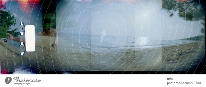 strand panorama Mensch maskulin Natur Sand Himmel Sonne Sommer Schönes Wetter Wellen Strand berühren Bewegung entdecken fallen festhalten genießen springen