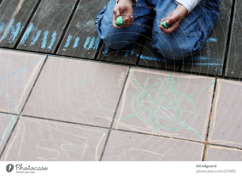 Künstler von morgen Kindererziehung lernen Schüler Mensch maskulin Junge Kindheit 1 3-8 Jahre Maler Balkon Terrasse Hose Jeanshose Pullover Stoff Stein Holz