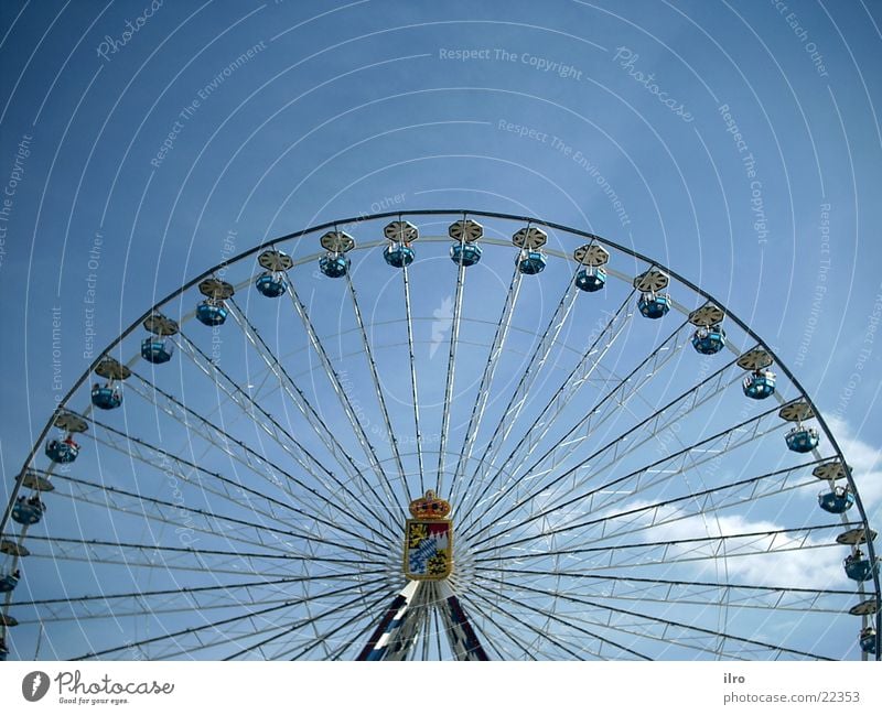 Riesenrad Jahrmarkt Freizeit & Hobby rund Elektrisches Gerät Technik & Technologie hoch karusell bayrisch Bayern blau