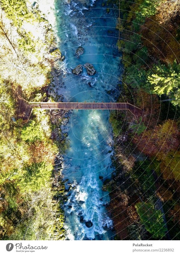 #S# Brücke II Natur Schönes Wetter beobachten grün Fluss Wasser Wildwasser Strömung Sonne Schatten Luftaufnahme blau Holz wandern geradeaus Wasserstand Klima