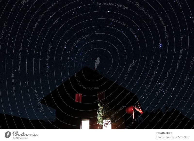 #S# Haus unter Sternen Nachthimmel Stil Sternenhimmel Licht Energie Experiment Zukunft viele Punkt Weltall Ferienhaus Hütte Hüttenferien Farbfoto Außenaufnahme