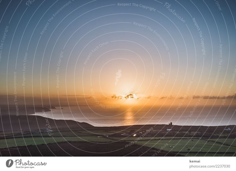 Sonnenuntergang vor der kornischen Küste harmonisch Wohlgefühl Sinnesorgane Erholung ruhig Freizeit & Hobby Ferien & Urlaub & Reisen Ausflug Abenteuer Ferne