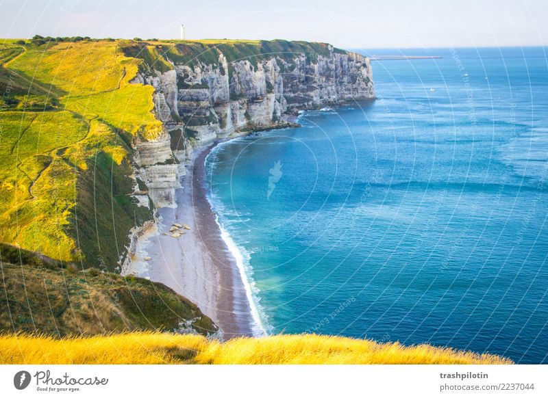 Etretat Nordsee Étretat Frankreich Normandie Landschaft Kreidefelsen Meer Herbst Natur Gegenlicht Felsen