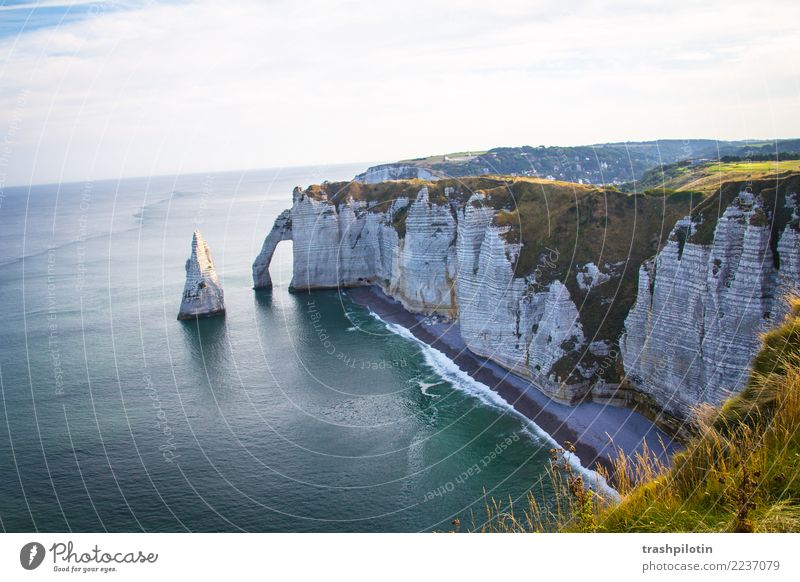 Etretat Nordsee Étretat Frankreich Normandie Landschaft Kreidefelsen Meer Herbst Natur Gegenlicht