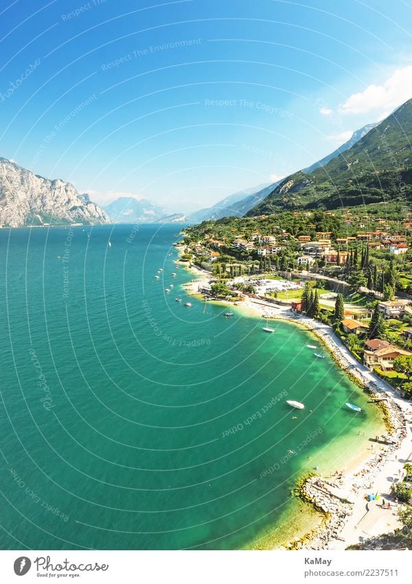 Malcesine am Gardasee Ferien & Urlaub & Reisen Tourismus Sommer Sommerurlaub Berge u. Gebirge Natur Landschaft Wasser Himmel Sonnenlicht Küste Seeufer Europa