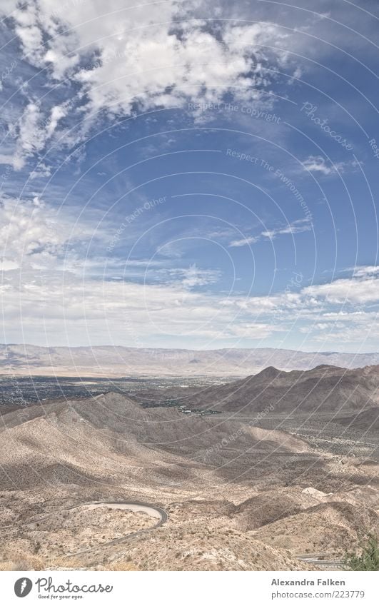 Landschaft Palm Springs II Umwelt Natur Urelemente Erde Sand Luft Himmel Wolken Horizont Sommer Klima Wetter Schönes Wetter Dürre Hügel Berge u. Gebirge