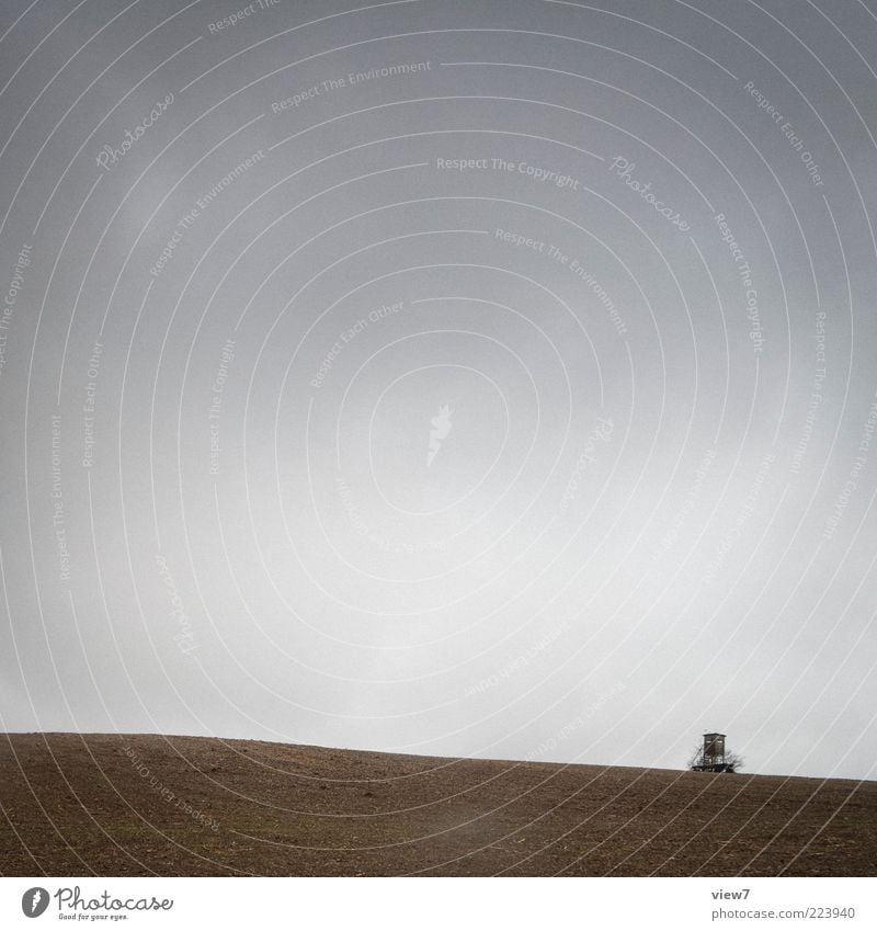 kleiner Hochstand Umwelt Natur Landschaft Himmel Wolken Klima schlechtes Wetter Regen Feld ästhetisch authentisch bedrohlich dunkel grau Romantik Einsamkeit