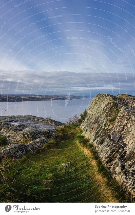 Am Fuß der Highlands. Umwelt Natur Landschaft Pflanze Tier Erde Luft Wasser Wolken Sonne Sonnenlicht Herbst Schönes Wetter Gras Hügel Felsen Seeufer Dumbarton