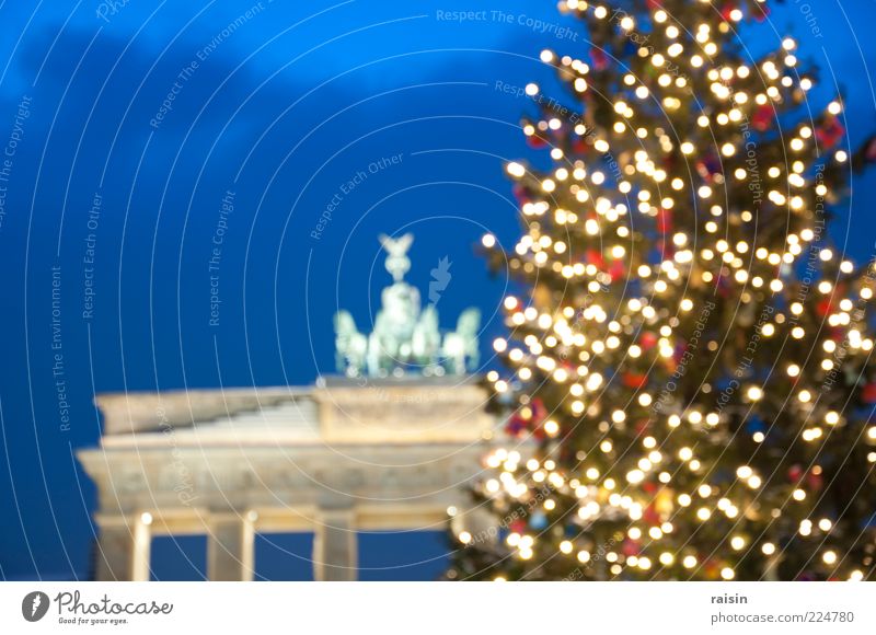 weihnachten, diffus. Nachthimmel Winter Berlin-Mitte Deutschland Hauptstadt Menschenleer Bauwerk Sehenswürdigkeit Wahrzeichen Brandenburger Tor