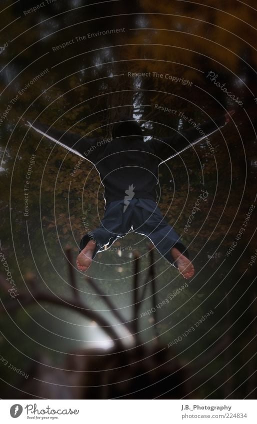 Jump! Freude Freizeit & Hobby Leichtathletik Sportler Mensch Junger Mann Jugendliche Erwachsene Leben 1 Bekleidung Hose Pullover Mütze Bewegung fallen fliegen