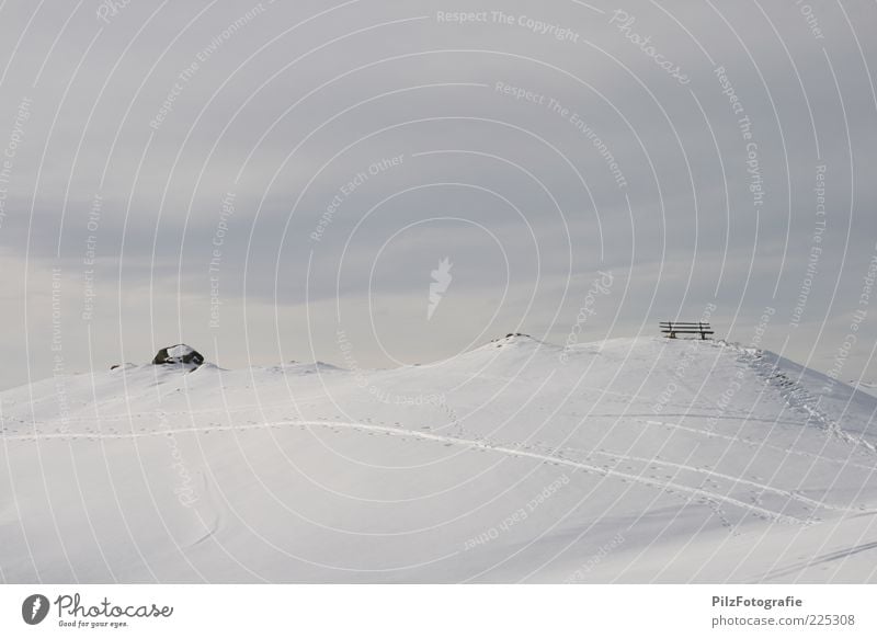 Ruhe Skispur Umwelt Natur Himmel Winter Alpen Berge u. Gebirge Gipfel schwarz weiß ruhig Bank Wolken Farbfoto Menschenleer Schnee