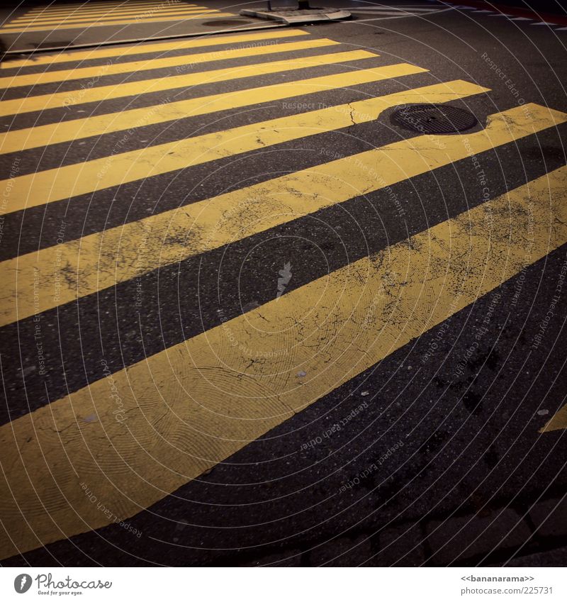 ...black'n'yellow black'n'yellow black'n'yellow black'n'yellow Straße gelb grau Straßenbelag Straßenübergang Verkehrswege Zebrastreifen Gully Beton Asphalt