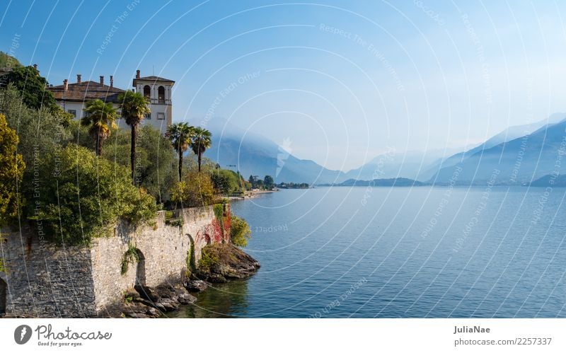 Am Comer See bei Gravedonna Ferien & Urlaub & Reisen Tourismus Sommer Berge u. Gebirge Haus Landschaft Wasser Horizont Herbst Dorf Stadt Gebäude alt ausblick