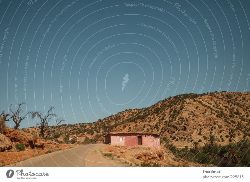 marokko Ferien & Urlaub & Reisen Tourismus Ausflug Umwelt Landschaft Wolkenloser Himmel Schönes Wetter Wärme Dürre Berge u. Gebirge Haus Verkehr Straße