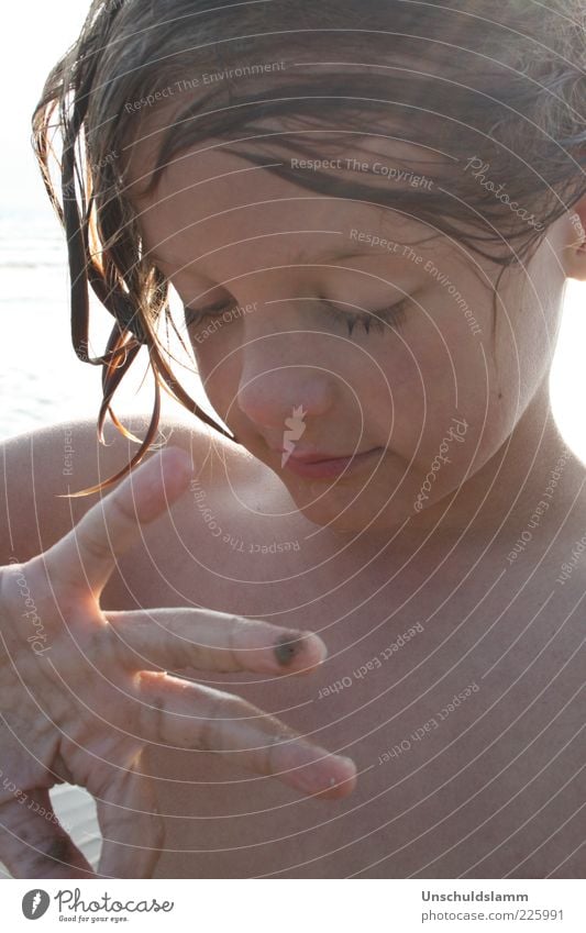 Ich sehe was,was Du nicht siehst..... Meer Mensch Kind Junge Haut Gesicht Hand Finger 1 8-13 Jahre Kindheit Wasser Sommer Strand beobachten berühren entdecken