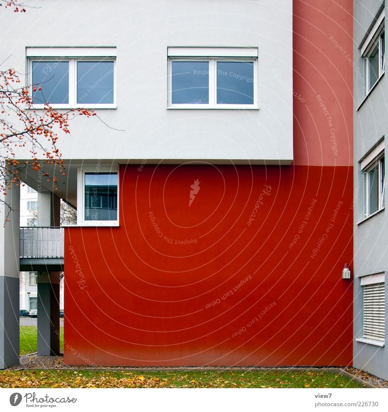 Arbeitsamt Haus Bauwerk Fassade Fenster Beton authentisch einfach frisch modern positiv rot Beginn anstrengen ästhetisch Farbe kompetent komplex Konkurrenz