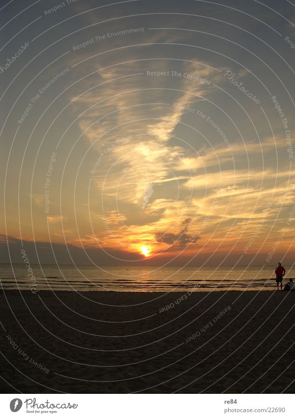 Sonnenuntergang Nordsee 2004 part2 Niederlande schön Romantik Meer Wolken dunkel träumen traumhaft Strand Küste Europa Kontrast hell orange Klarheit frei Texel