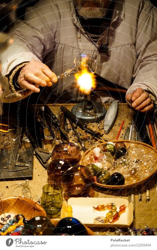 #S# Glasbläser I Künstler machen Schmiede Mittelalter Weihnachtsmarkt Weihnachtsdekoration bunt Feuer Handwerk Kunstwerk Tradition Dekoration & Verzierung