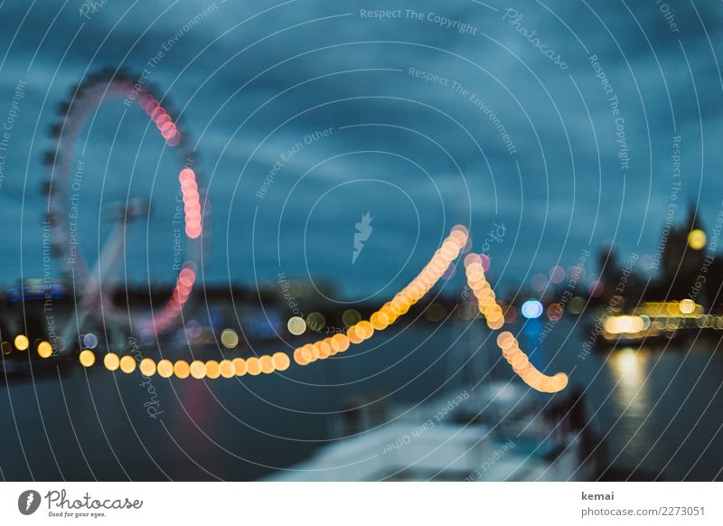 Leuchtendes London Lifestyle Freizeit & Hobby Ferien & Urlaub & Reisen Tourismus Ausflug Sightseeing Städtereise Himmel Wolken Nachthimmel Wetter Flussufer