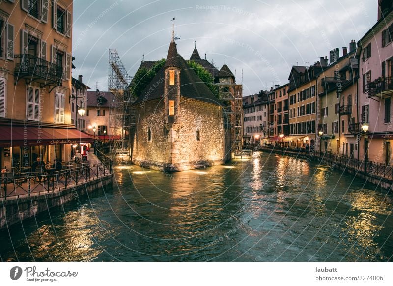 Annecy bei Nacht, Frankreich Lifestyle Ferien & Urlaub & Reisen Tourismus Ausflug Städtereise Kunst Savoyen Europa Dorf Kleinstadt Stadt Hafenstadt Stadtzentrum