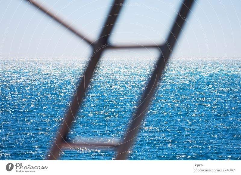 t vom Geländer Boot und Meer Design schön Ferien & Urlaub & Reisen Sommer Sonne Strand Insel Segeln Natur Wasser Himmel Horizont Wasserfahrzeug träumen hell