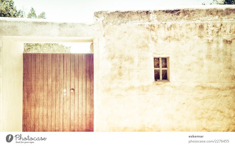 Wand Häusliches Leben Wohnung Haus Traumhaus Formentera Spanien Balearen Römerweg Einfamilienhaus Bauwerk Gebäude Architektur Mauer Fassade Fenster Tür Tor