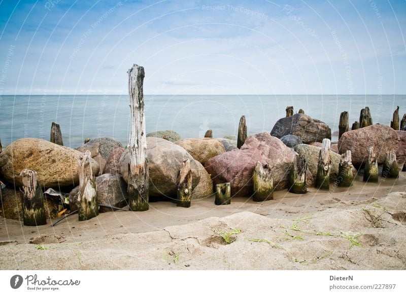 Wall Sommer Strand Meer Umwelt Natur Landschaft Sand Wasser Wolken Horizont Klima Schönes Wetter Wind Ostsee alt dreckig blau gelb schwarz BUK Kühlungsborn