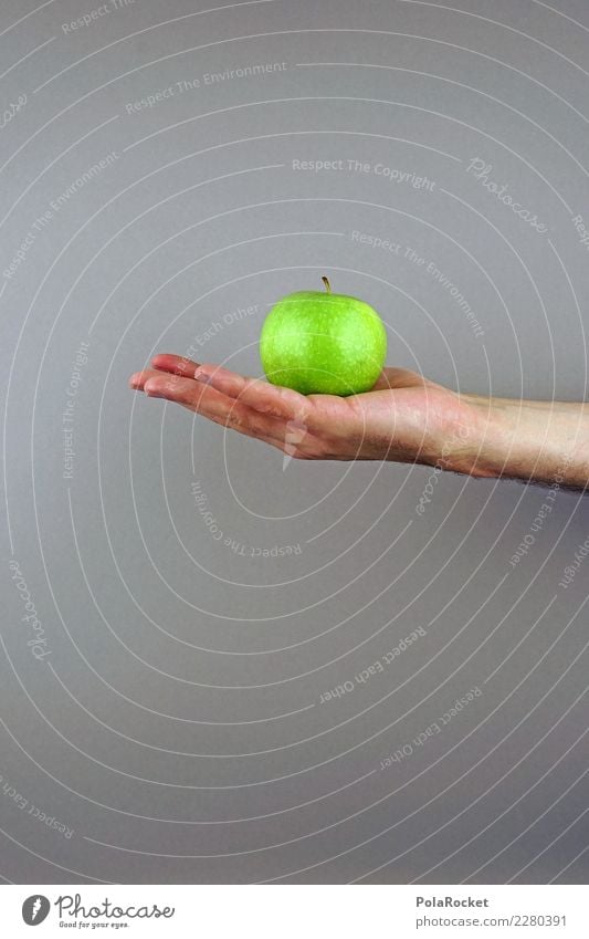 #AS# Der Apfel fällt... Kunst ästhetisch Apfelbaum Apfelernte Apfelschale grün Hand tragen festhalten Farbfoto mehrfarbig Innenaufnahme Studioaufnahme