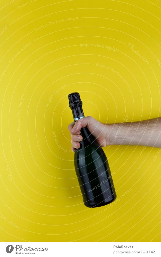 #AS# Alkohol schwarz-gelb Kunst ästhetisch Alkoholisiert Sekt Sektflasche Champagner Party Feste & Feiern Partystimmung Partyservice Partygast Partynacht