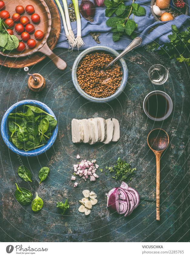 Vegetarisch kochen mit Linsen Lebensmittel Gemüse Getreide Kräuter & Gewürze Ernährung Mittagessen Abendessen Bioprodukte Vegetarische Ernährung Diät Geschirr