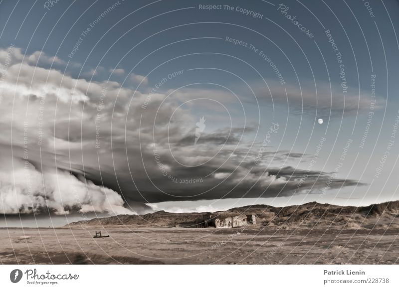 The weather´s fine Umwelt Natur Landschaft Urelemente Luft Himmel Wolken Gewitterwolken Mond Winter Klima Wetter Wind Küste Strand Nordsee Meer wild Stimmung