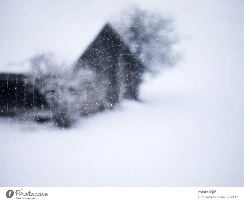 Wintermärchen. ästhetisch Schneefall Schneelandschaft Hexenhaus Hütte Unwetter Schneeflocke Schneesturm Schneedecke Unschärfe Winterstimmung Wintertag