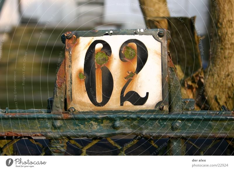 sechszwo Hausnummer Emaille Zaun Ziffern & Zahlen Häusliches Leben 62 Rost Schilder & Markierungen Garten serifenschrift