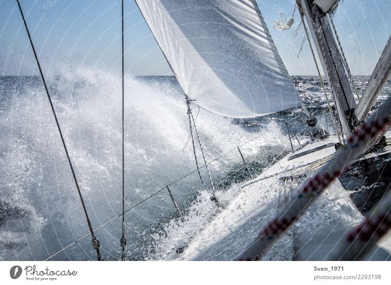 Sailing Ferien & Urlaub & Reisen Abenteuer Freiheit Wassersport Segeln Wassertropfen Wind Wellen Ostsee Bootsfahrt Segelboot An Bord maritim Lebensfreude Kraft