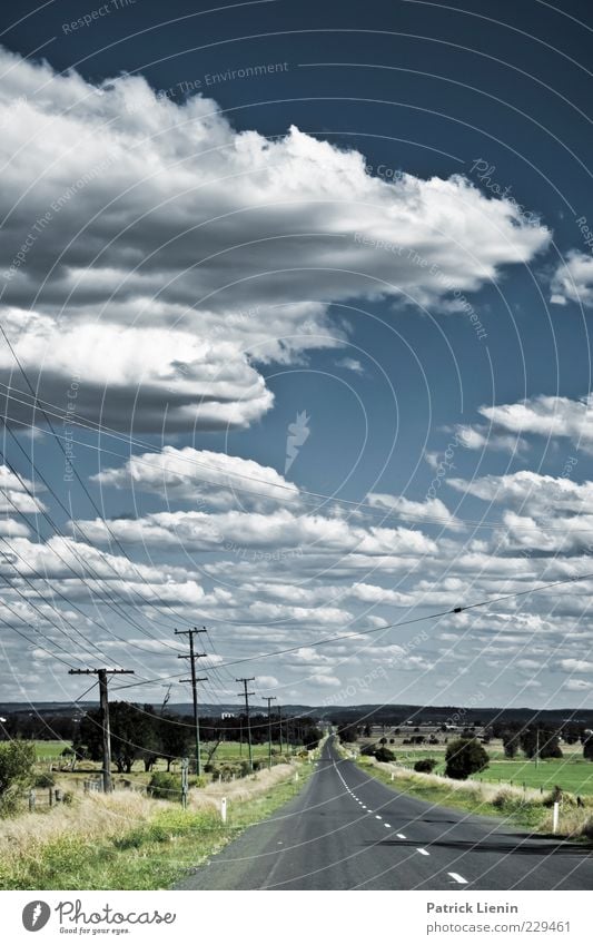 Highway to Hell Umwelt Natur Landschaft Urelemente Luft Himmel Wolken Sommer Klima Wetter Schönes Wetter Feld Hügel Verkehr Verkehrswege Straße Wege & Pfade