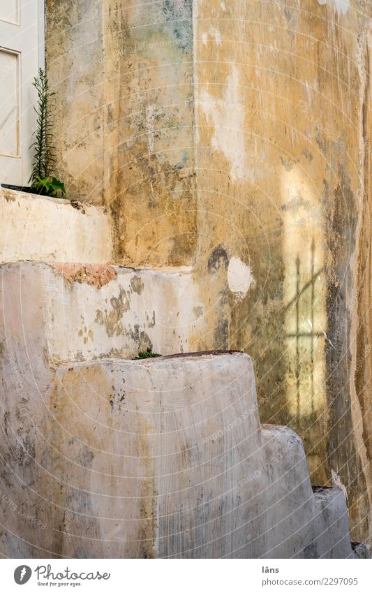 Zugang Häusliches Leben Wohnung Haus Renovieren Bauwerk Gebäude Mauer Wand Treppe Fassade Tür außergewöhnlich historisch Beginn einzigartig Santorin