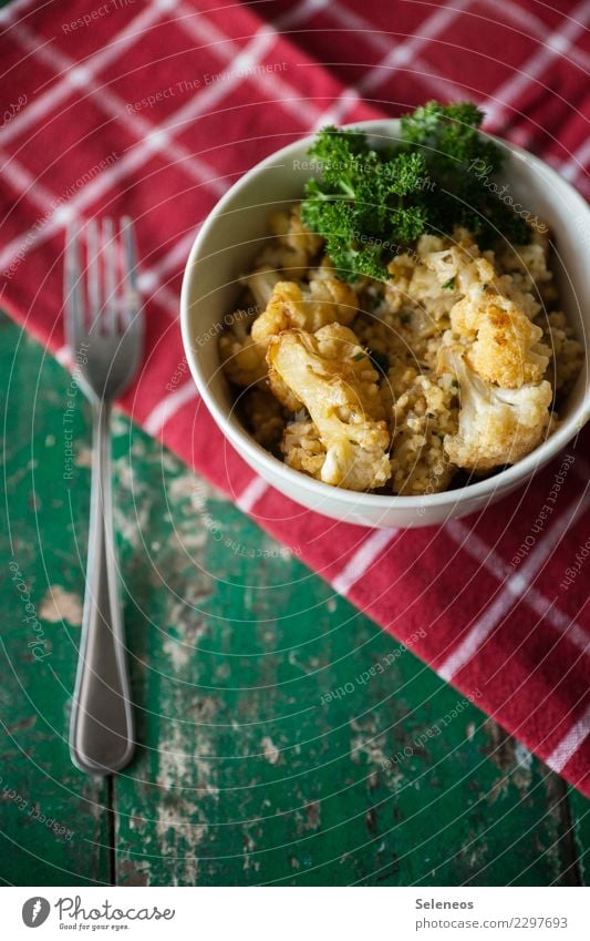 Guten! Hunger Essen Ernährung vegan vegetarisch Blumenkohl Petersilie Gabel Vegetarische Ernährung lecker Lebensmittel Bioprodukte Gemüse frisch