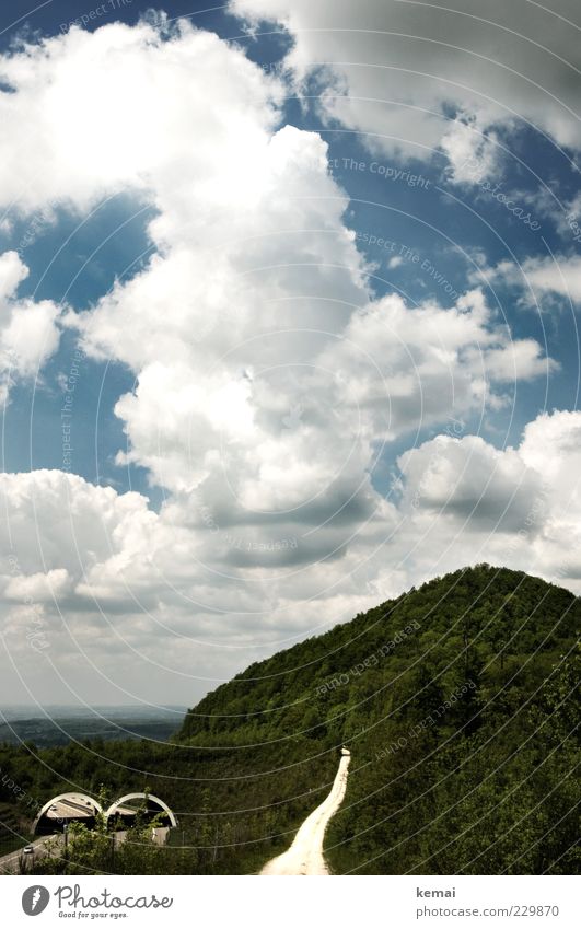 Turmberg Umwelt Natur Landschaft Pflanze Himmel Wolken Sonnenlicht Sommer Klima Schönes Wetter Baum Wald Hügel Gipfel Aichelberg Verkehrswege Personenverkehr