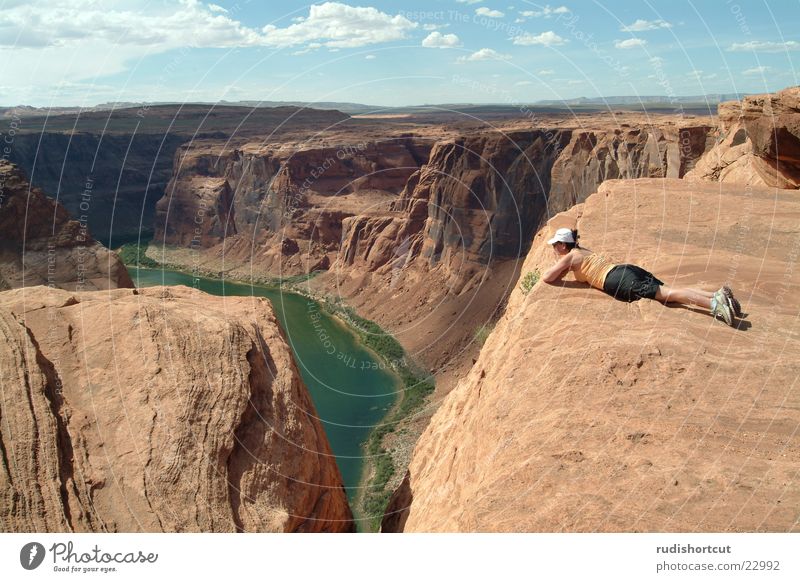 Abgrund Page Arizona Schlucht Weitwinkel Klippe Am Rand Berge u. Gebirge Landschaft USA Horseshoe Bend Felsen Höhenangst Panorama (Aussicht) Colorado River