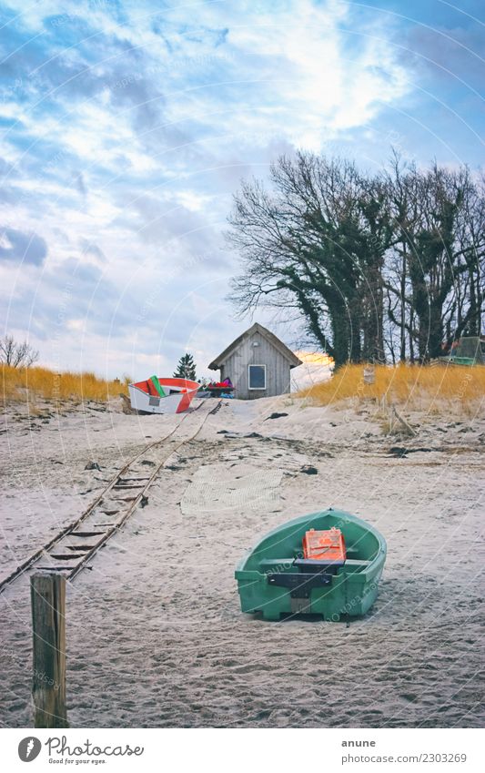 Haus_Boote Erholung ruhig Kur Ferien & Urlaub & Reisen Tourismus Ausflug Umwelt Natur Landschaft Sand Wolken Herbst Winter Klima Wetter Nordlicht Baum Sträucher