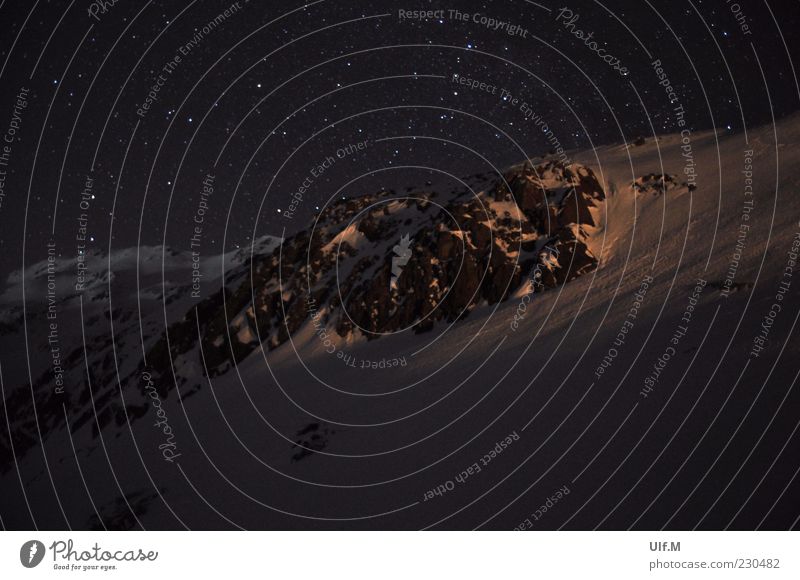 Winternacht Erholung Ferien & Urlaub & Reisen Tourismus Schnee Berge u. Gebirge Urelemente Erde Wolkenloser Himmel Nachthimmel Stern Schönes Wetter Felsen Alpen