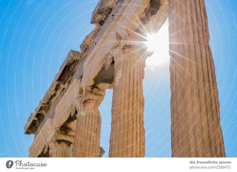 Akropolis & Erechtheum Ferien & Urlaub & Reisen Tourismus Ferne Sightseeing Sommer Sonne Kunst Skulptur Architektur Wolkenloser Himmel Schönes Wetter Wärme