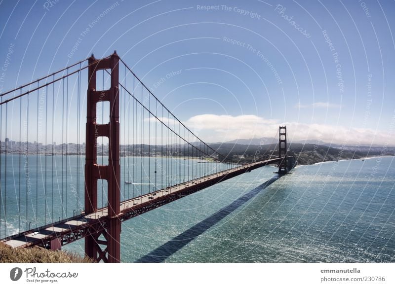 Golden Gate Bridge Natur Landschaft Wasser Sommer Schönes Wetter Flussufer Meer San Francisco USA Kalifornien Hafenstadt Skyline Brücke Bauwerk Architektur