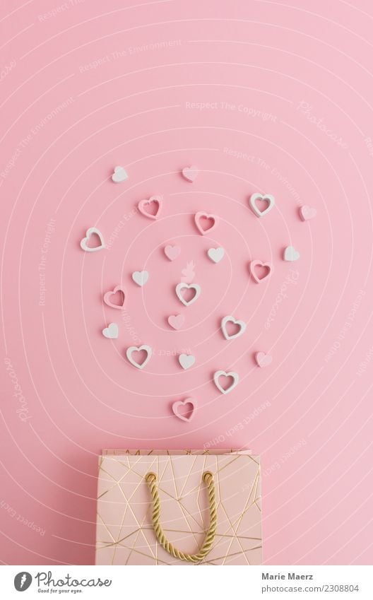 Schicke Geschenktüte mit verstreuten Herzen kaufen Valentinstag Muttertag Hochzeit Verpackung Liebe Fröhlichkeit schön rosa Glück Überraschung schenken Tüte