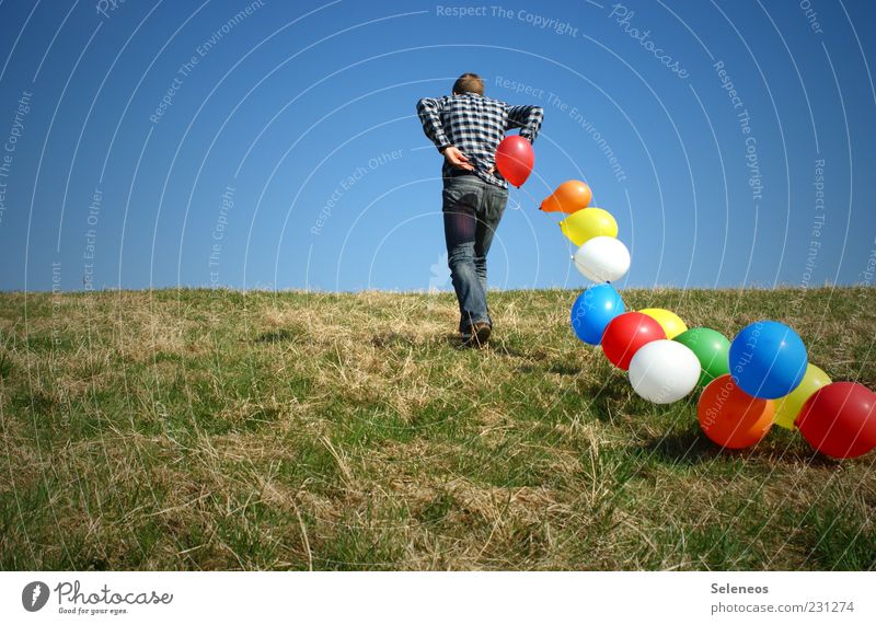 bunte Luftschlösser Freude Freizeit & Hobby Spielen Kinderspiel Ausflug Freiheit Sommer Sonne Garten Feste & Feiern Mensch Rücken 1 Umwelt Natur Himmel