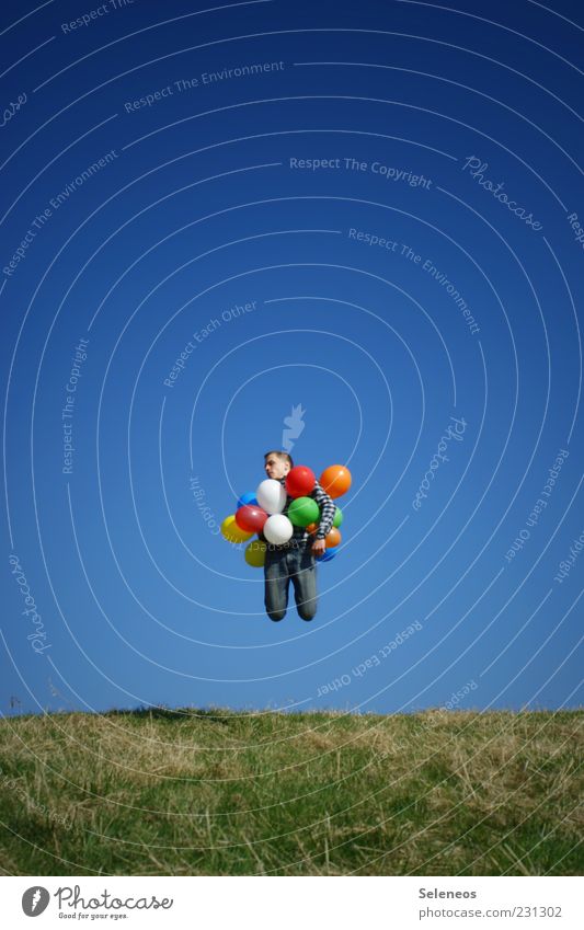 Aufstiegschancen Freizeit & Hobby Sommer Sonne Feste & Feiern Geburtstag Mensch maskulin Umwelt Natur Wolkenloser Himmel Schönes Wetter Gras Garten Wiese